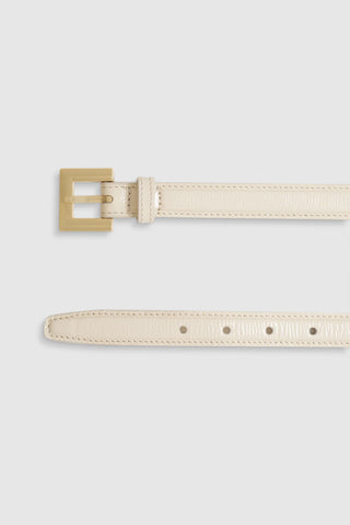 Nicola Belt in Bone Crinkled Patent