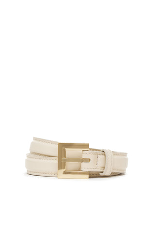 Nicola Belt in Bone Crinkled Patent