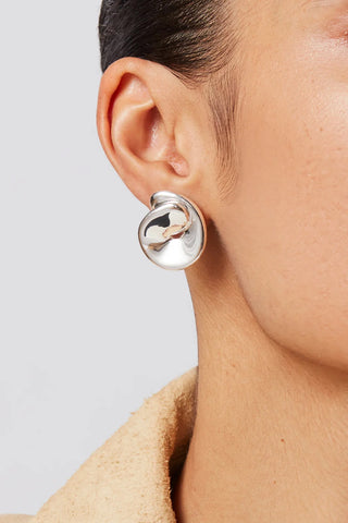 Rio Button Earrings in High Polish Silver