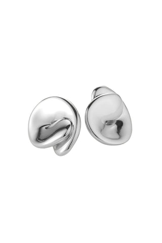 Rio Button Earrings in High Polish Silver