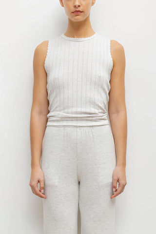 Pointelle Sleeveless Crew in Cloud