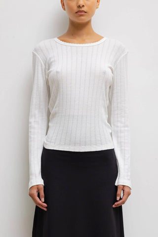 Pointelle Slim Fit Long Sleeve in White