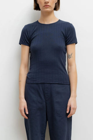 Pointelle Slim Fit Tee in Midnight
