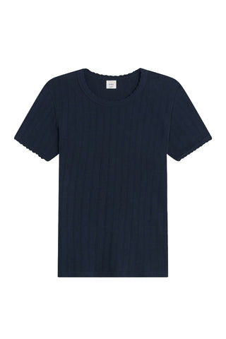 Pointelle Slim Fit Tee in Midnight