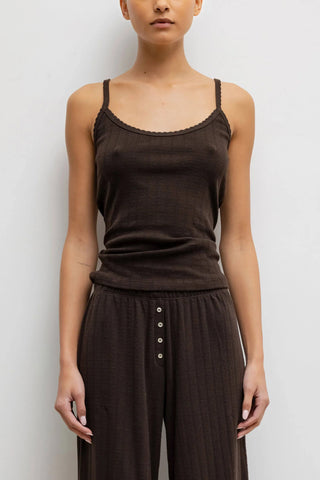 Pointelle Classic Tank in Choco