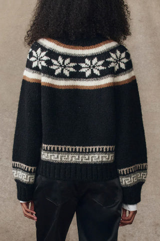Snowflake Ice Rink Cardigan in Black