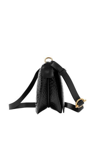 Kate Saddle Bag in Black Croco
