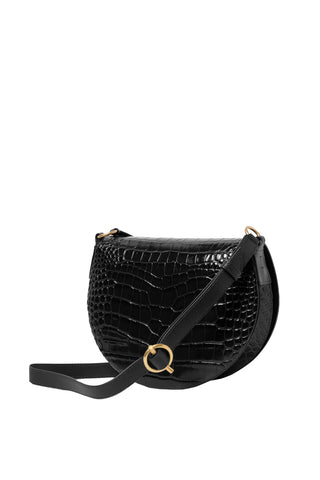 Kate Saddle Bag in Black Croco
