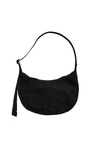 Medium Nylon Crescent Bag in Black