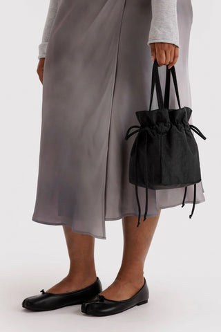 Nylon Drawstring Bag in Black