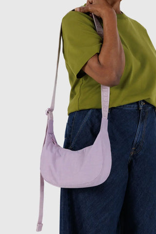 Small Nylon Crescent Bag in Dusty Pink