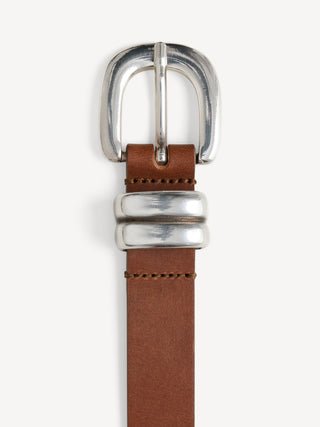 Zoilo Belt in Dark Brown Silver