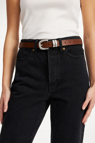 Zoilo Belt in Dark Brown Silver