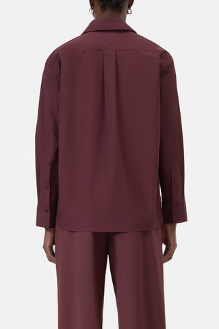 Asymmetrical Shirt in Dark Raisin Red