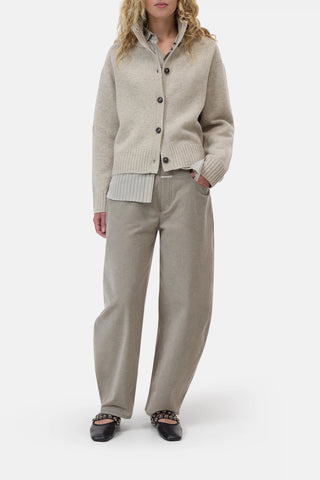 Roll Neck Cardigan in Silt Grey
