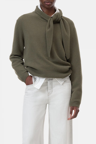 Scarf Neck Long Sleeve in Forest Green
