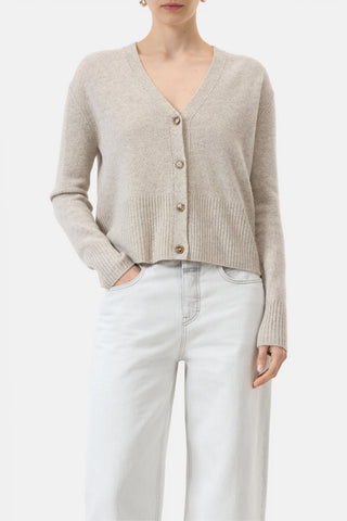 V-Neck Cardigan in Beige Melange