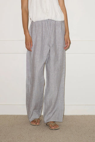 Double Waist Linen Pant in Haze Blue
