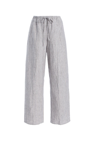 Double Waist Linen Pant in Haze Blue
