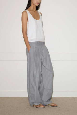 Tri Pleat Pant in Steele Stripe