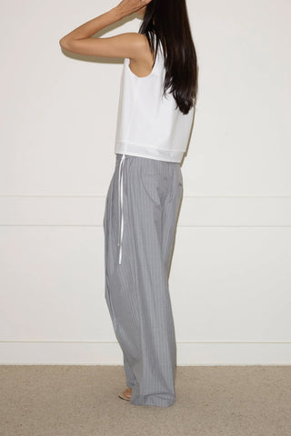 Tri Pleat Pant in Steele Stripe