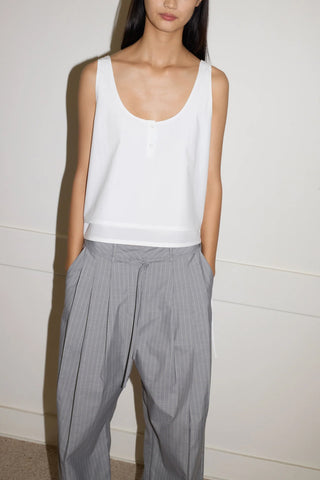 Tri Pleat Pant in Steele Stripe