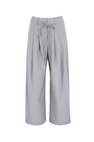 Tri Pleat Pant in Steele Stripe
