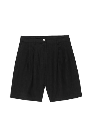 The Linen Pleated Short in Jet
