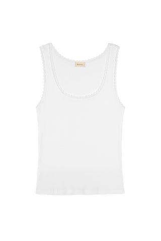 Vintage Rib Lace Tank in Powder