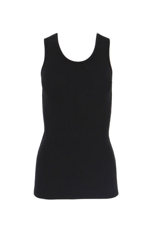 Cotton Rib Scoop Tank in Black