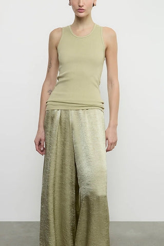 Cotton Rib Scoop Tank in Celadon