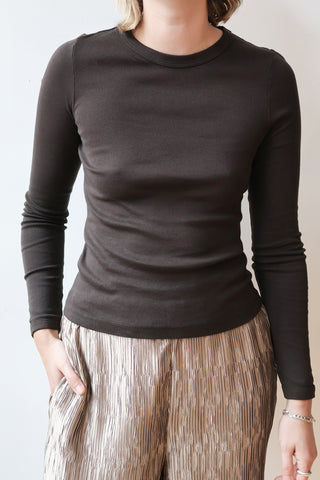 Supima Cotton Long Sleeve Tee in Coffee Bean