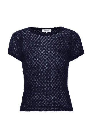 Mesh Lace Baby Tee in Navy