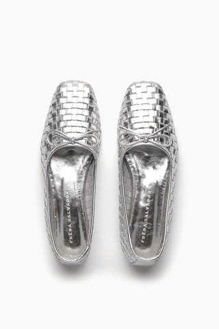 Jada Square Toe Ballet Flat in Silver