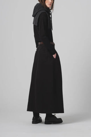 Double Pleat Bulb Skirt in Black