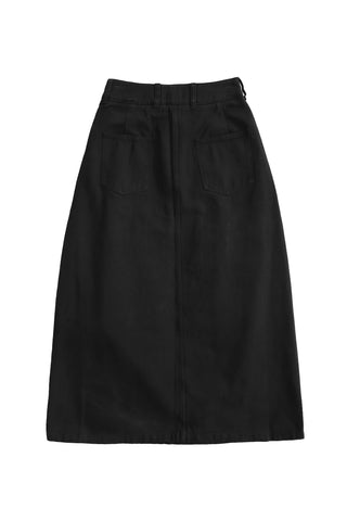 Double Pleat Bulb Skirt in Black