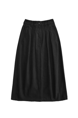 Double Pleat Bulb Skirt in Black
