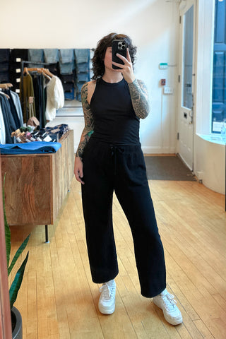 French Terry Cutoff Sweatpant in Black