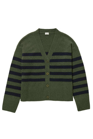 The Raffa Cardigan in Oilve/Navy