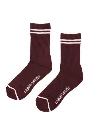 Boyfriend Socks in Maroon