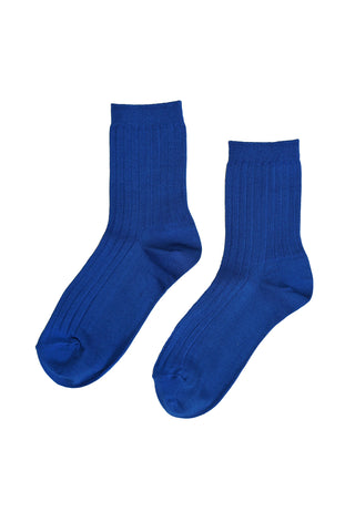 Her Socks in Cobalt
