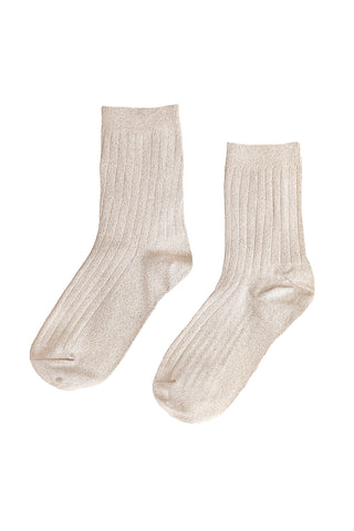 Her Socks - Modal Lurex in Ivory Gold