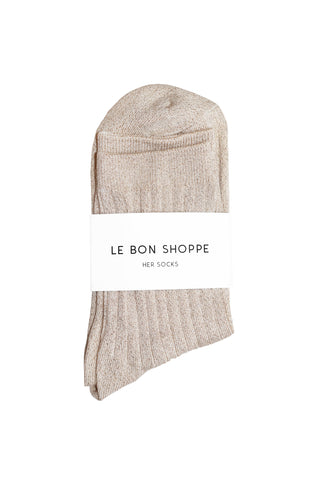 Her Socks - Modal Lurex in Ivory Gold