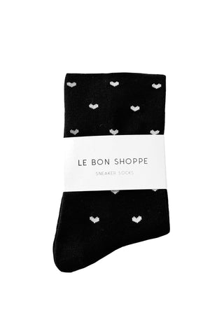 Sneaker Socks in Black/Cream Hearts
