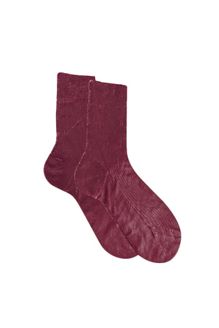 One Ribbed Laminated Socks in Bordeaux