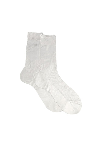 One Ribbed Laminated Socks in Silver