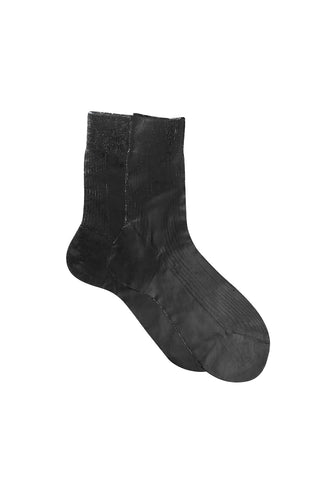 One Ribbed Laminated Socks in Black