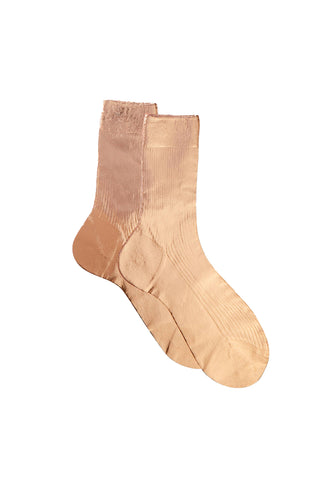 One Ribbed Laminated Socks in Rosa