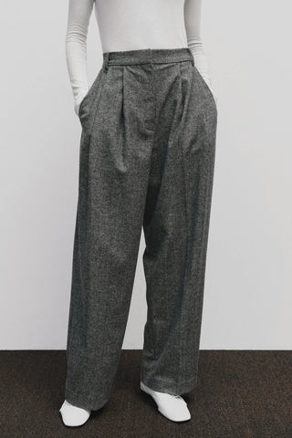 Wool Blend Wide Leg Pants in Gray