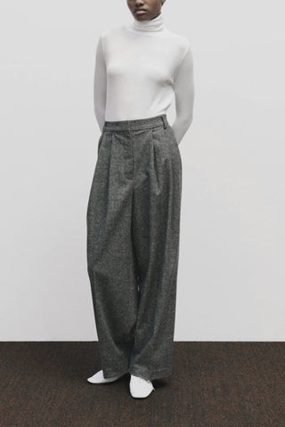 Wool Blend Wide Leg Pants in Gray